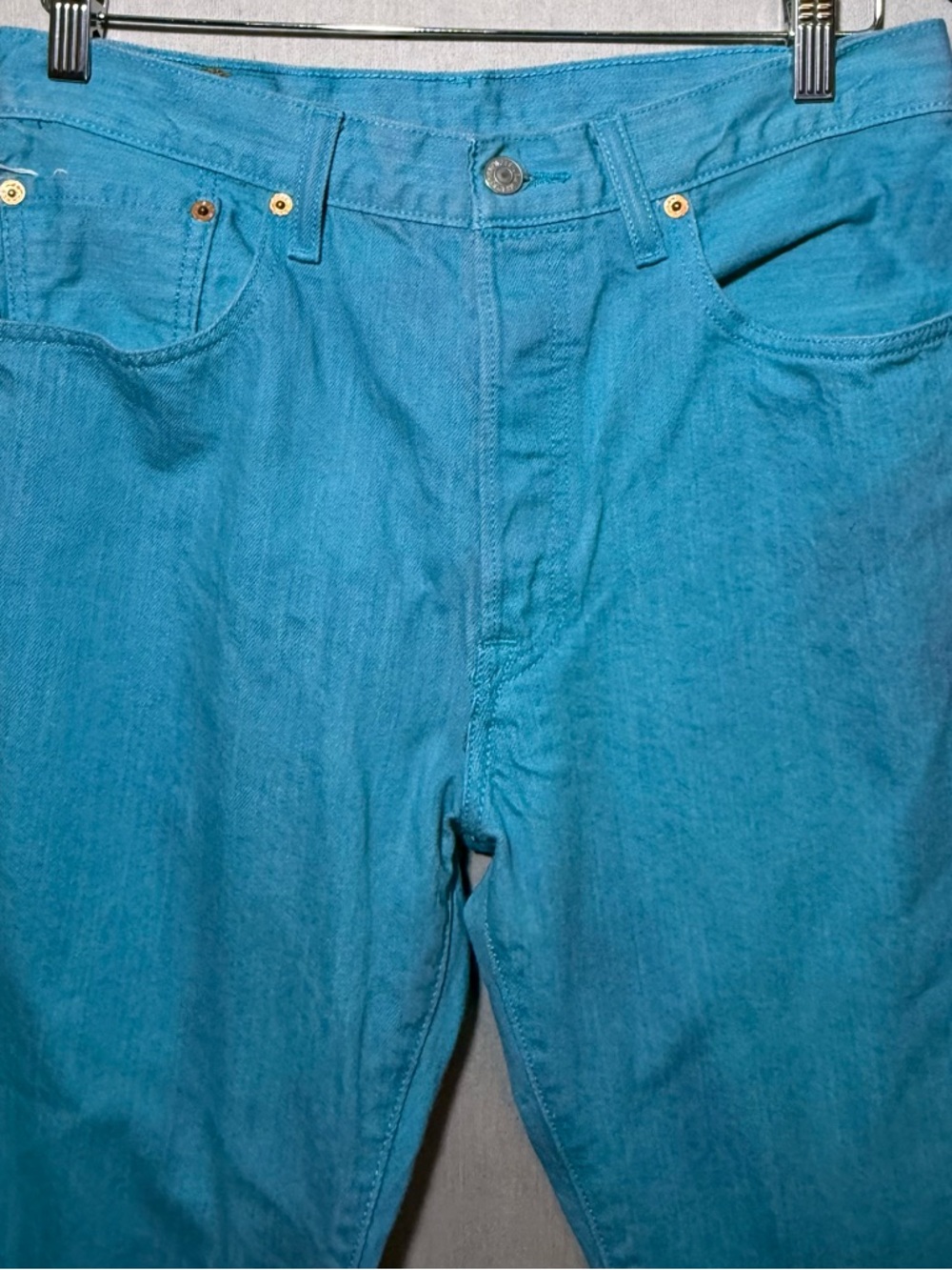Levi's Turquoise 501 Straight Jeans - Picture 2 of 9